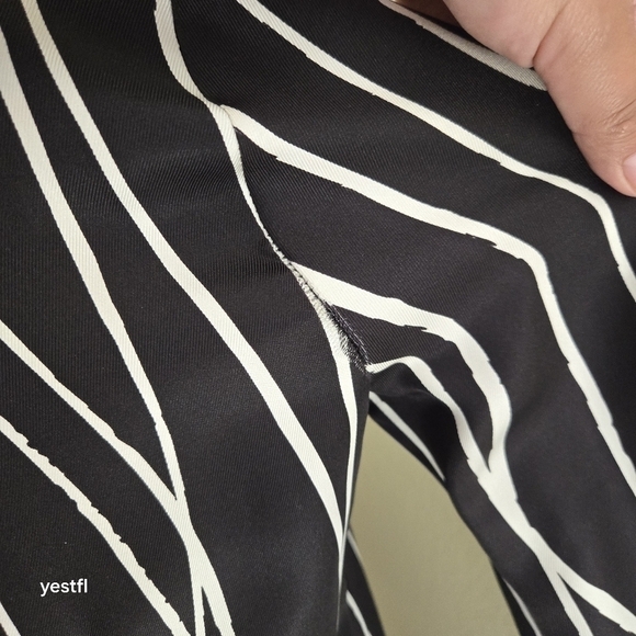 Tory Burch silk black and white Collared long sleeve dress 4 - Picture 4 of 8